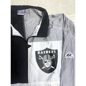 Los Angeles Raiders 90s APEX windbreaker 1/4 Pullover jacket M blk NFL Pro vtg